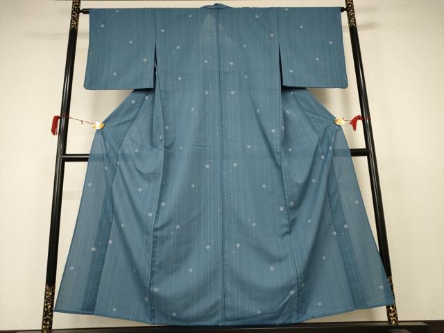 平和屋着物＊夏物 小紋 絽 舞花文 洗える着物 AABC3425jd