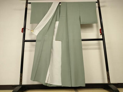 平和屋着物＊夏物 色無地 絽 山葵色 正絹 逸品 AABC3429jd