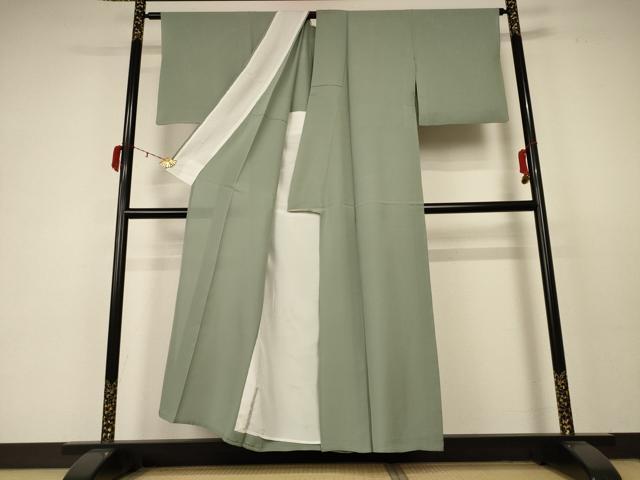 平和屋着物＊夏物 色無地 絽 山葵色 正絹 逸品 AABC3429jd