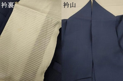 平和屋着物＊夏物 色無地 絽 藍鉄色 正絹 逸品 AABC3430jd