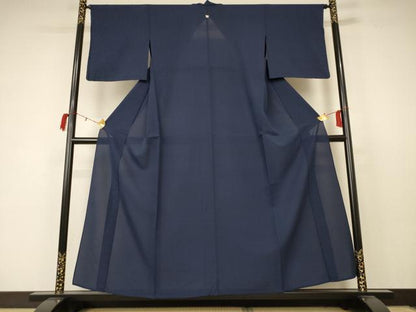 平和屋着物＊夏物 色無地 絽 藍鉄色 正絹 逸品 AABC3430jd