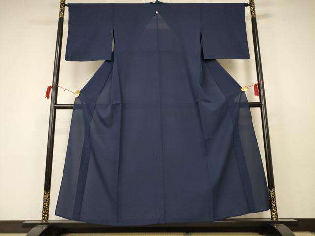平和屋着物＊夏物 色無地 絽 藍鉄色 正絹 逸品 AABC3430jd