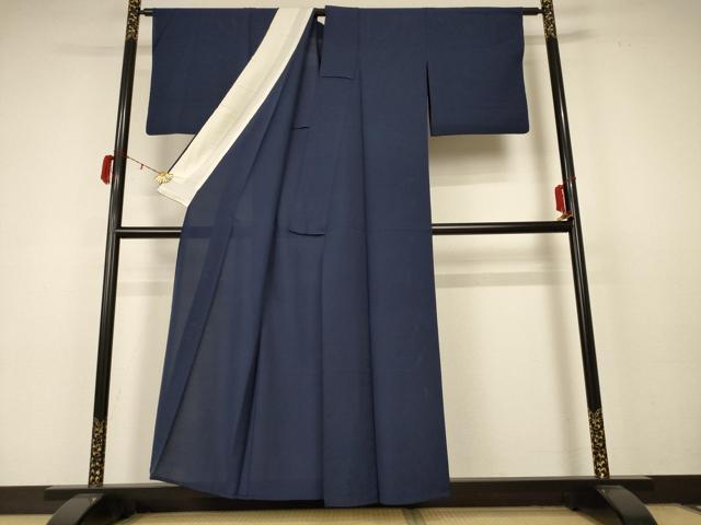 平和屋着物＊夏物 色無地 絽 藍鉄色 正絹 逸品 AABC3430jd