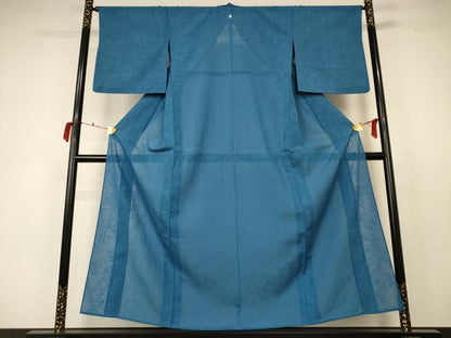 平和屋着物＊夏物 色無地 絽 草花紋紗 花浅葱色 正絹 逸品 AABC3435jd