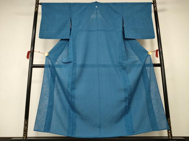 平和屋着物＊夏物 色無地 絽 草花紋紗 花浅葱色 正絹 逸品 AABC3435jd