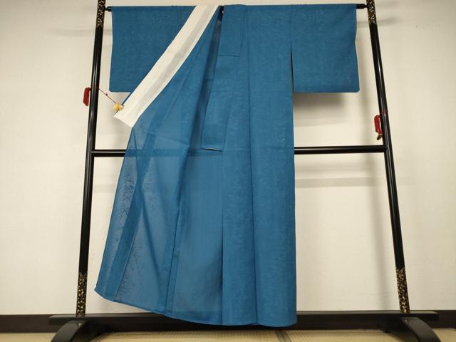 平和屋着物＊夏物 色無地 絽 草花紋紗 花浅葱色 正絹 逸品 AABC3435jd