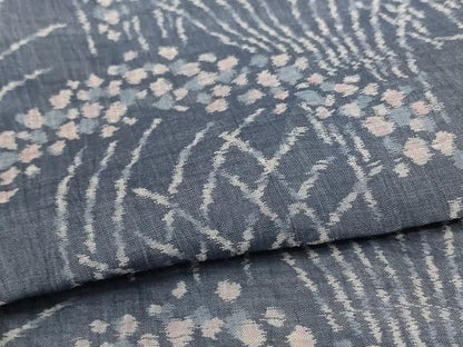 平和屋着物＊夏物　小千谷ちぢみ　草花文　麻　逸品　AABC3437jd