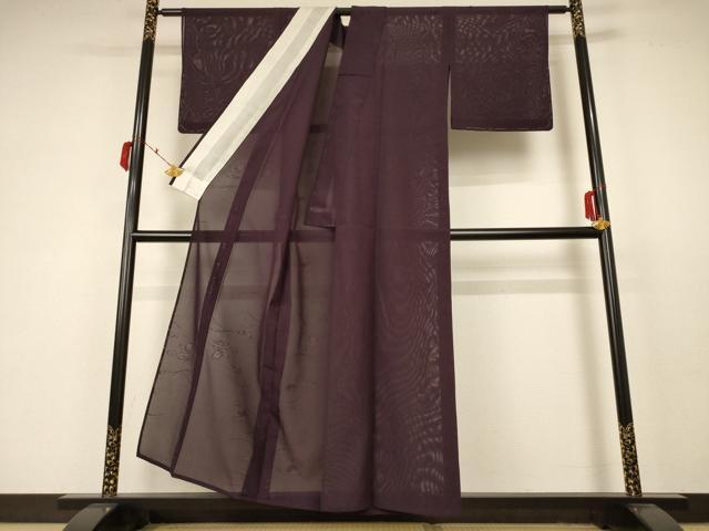 平和屋着物＊夏物 色無地 絽 流水舞葉紋紗 黒鳶色 正絹 逸品 未使用 AABC3439jd
