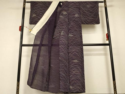 平和屋着物＊夏物　小千谷ちぢみ　薄文　麻　逸品　AABC3440jd