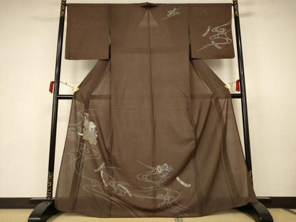 平和屋着物＊夏物 訪問着 変わり絽 人物文 能 正絹 逸品 AABC3442jd