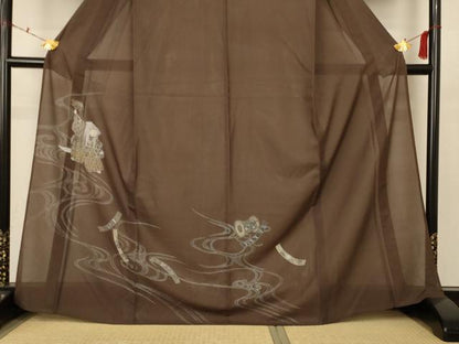 平和屋着物＊夏物 訪問着 変わり絽 人物文 能 正絹 逸品 AABC3442jd
