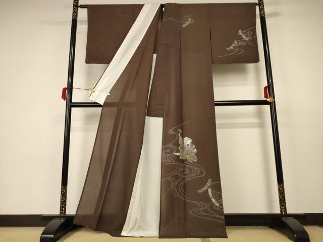 平和屋着物＊夏物 訪問着 変わり絽 人物文 能 正絹 逸品 AABC3442jd