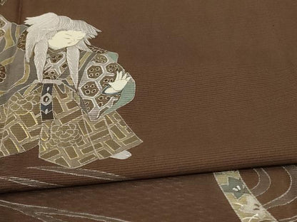 平和屋着物＊夏物 訪問着 変わり絽 人物文 能 正絹 逸品 AABC3442jd