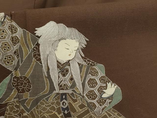 平和屋着物＊夏物 訪問着 変わり絽 人物文 能 正絹 逸品 AABC3442jd