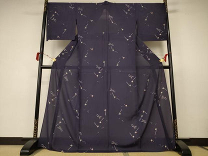 平和屋着物＊夏物 小紋 絽 器物文 ロング丈 正絹 逸品 AABC3443jd