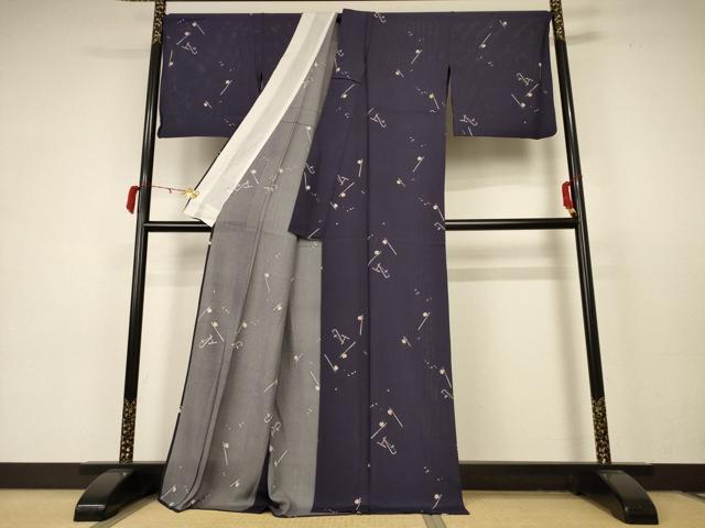 平和屋着物＊夏物 小紋 絽 器物文 ロング丈 正絹 逸品 AABC3443jd