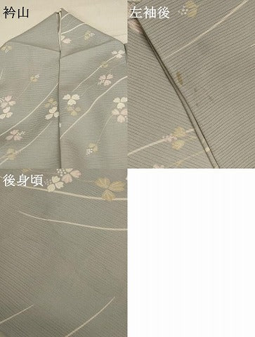 平和屋着物＊夏物 小紋 絽 枝花文 正絹 逸品 AABC3446jd