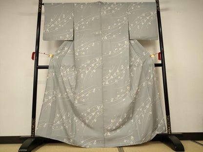 平和屋着物＊夏物 小紋 絽 枝花文 正絹 逸品 AABC3446jd