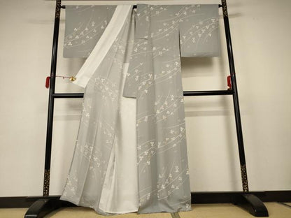 平和屋着物＊夏物 小紋 絽 枝花文 正絹 逸品 AABC3446jd