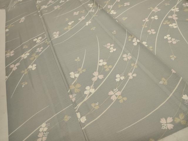 平和屋着物＊夏物 小紋 絽 枝花文 正絹 逸品 AABC3446jd