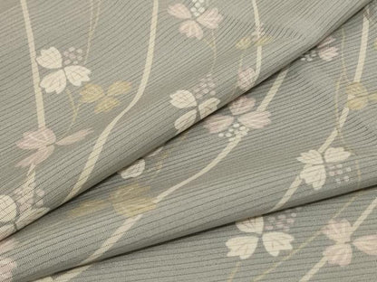 平和屋着物＊夏物 小紋 絽 枝花文 正絹 逸品 AABC3446jd