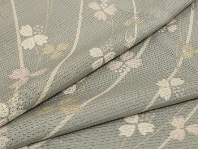 平和屋着物＊夏物 小紋 絽 枝花文 正絹 逸品 AABC3446jd