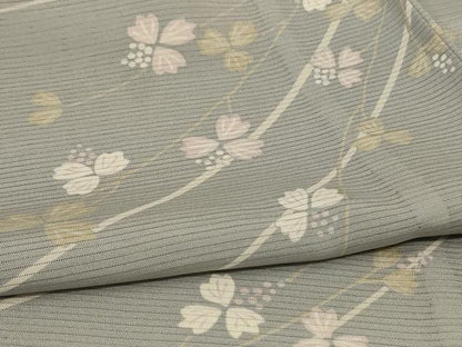 平和屋着物＊夏物 小紋 絽 枝花文 正絹 逸品 AABC3446jd