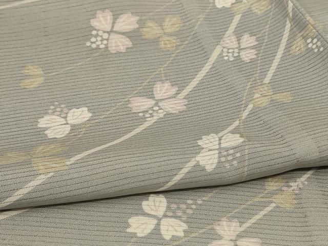 平和屋着物＊夏物 小紋 絽 枝花文 正絹 逸品 AABC3446jd