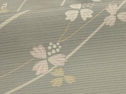平和屋着物＊夏物 小紋 絽 枝花文 正絹 逸品 AABC3446jd