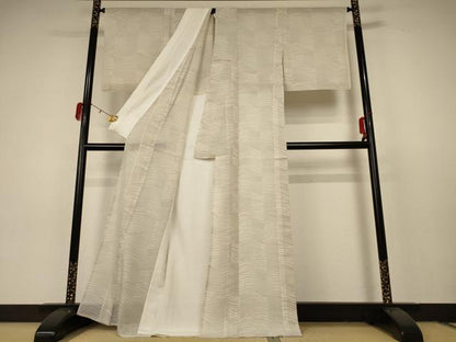 平和屋着物＊夏物 本場大島紬 夏大島 幾何学文様 正絹 逸品 AABC3447jd