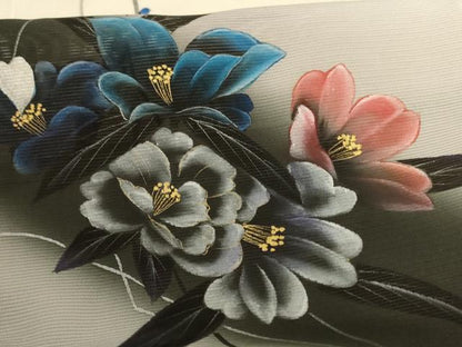 平和屋着物＊夏物 訪問着 絽 手描き 枝花文 暈し染め 金銀彩 正絹 逸品 AABC3448jd