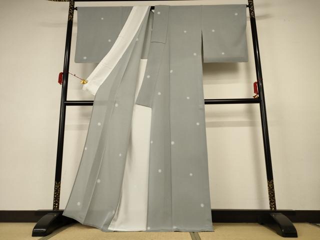 平和屋着物＊夏物 小紋 絽縮緬 丸文 正絹 逸品 AABC3450jd