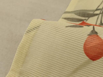 平和屋着物＊夏物 小紋 絽 手描き 草花文 正絹 逸品 AABC3451jd