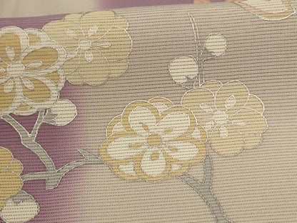 平和屋着物＊夏物 訪問着 絽 市松草花文 銀彩 正絹 逸品 AABC3452jd