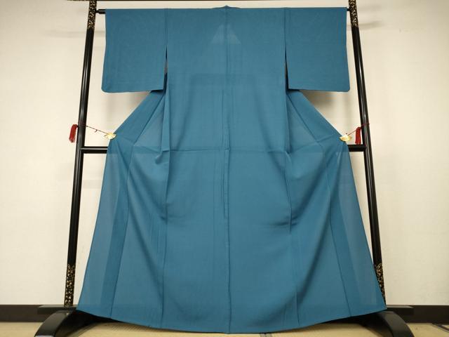 平和屋着物＊夏物 色無地 絽 錆鉄御納戸色 正絹 逸品 AABC3453jd