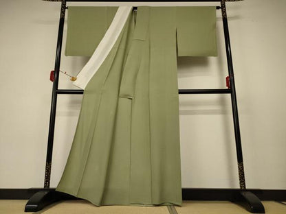 平和屋着物＊夏物 色無地 絽 柳茶色 洗える着物 AABC3456jd