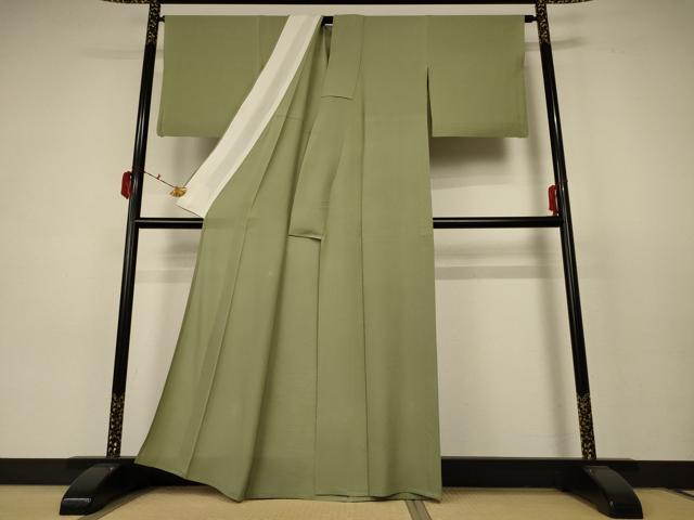 平和屋着物＊夏物 色無地 絽 柳茶色 洗える着物 AABC3456jd