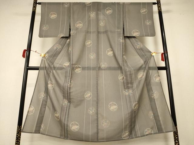 平和屋着物＊夏物 小紋 紗 雪輪文 洗える着物 AABC3459jd