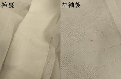 平和屋着物＊夏物 長襦袢 草花紋紗 白色 洗える着物 AABC3462jd