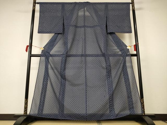 平和屋着物＊夏物 小紋 絽 網目文 洗える着物 AABC3463jd