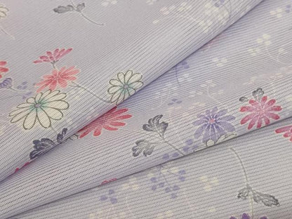 平和屋着物＊夏物 小紋 絽 草花文 洗える着物 AABC3465jd