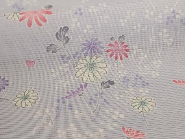 平和屋着物＊夏物 小紋 絽 草花文 洗える着物 AABC3465jd