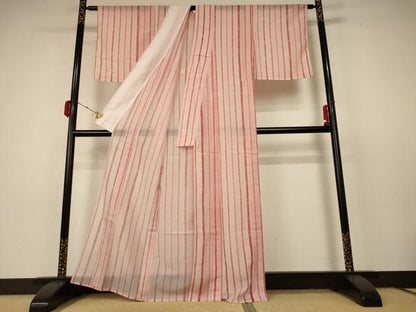 平和屋着物＊夏物 小紋 絽 間道 洗える着物 AABC3466jd
