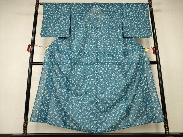 平和屋着物＊夏物 小紋 絽 枝花文 洗える着物 AABC3470jd