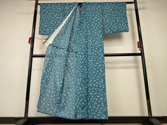 平和屋着物＊夏物 小紋 絽 枝花文 洗える着物 AABC3470jd