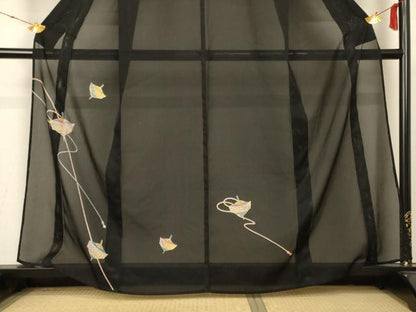 平和屋着物＊夏物 訪問着 縦絽 駒 金彩 洗える着物 AABC3473jd