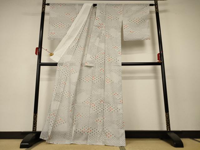 平和屋着物＊夏物 小紋 絽 吉祥文 洗える着物 AABC3474jd