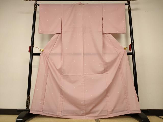 平和屋着物＊夏物 小紋 絽 舞桜文 洗える着物 AABC3476jd