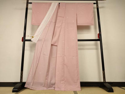 平和屋着物＊夏物 小紋 絽 舞桜文 洗える着物 AABC3476jd