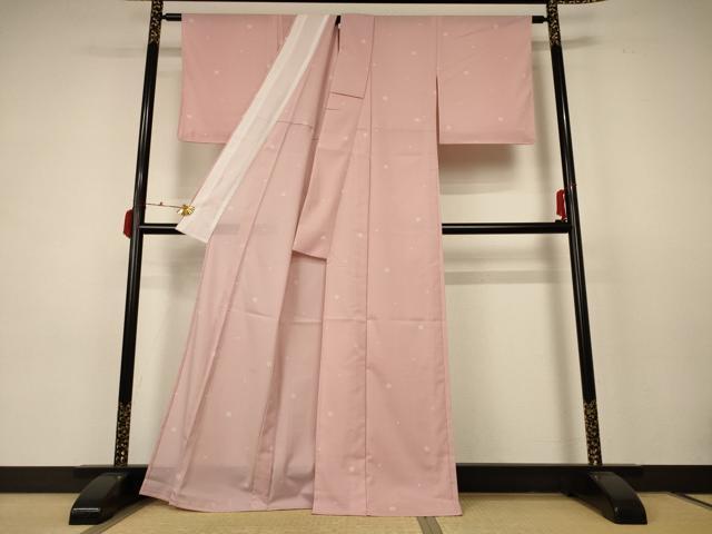 平和屋着物＊夏物 小紋 絽 舞桜文 洗える着物 AABC3476jd